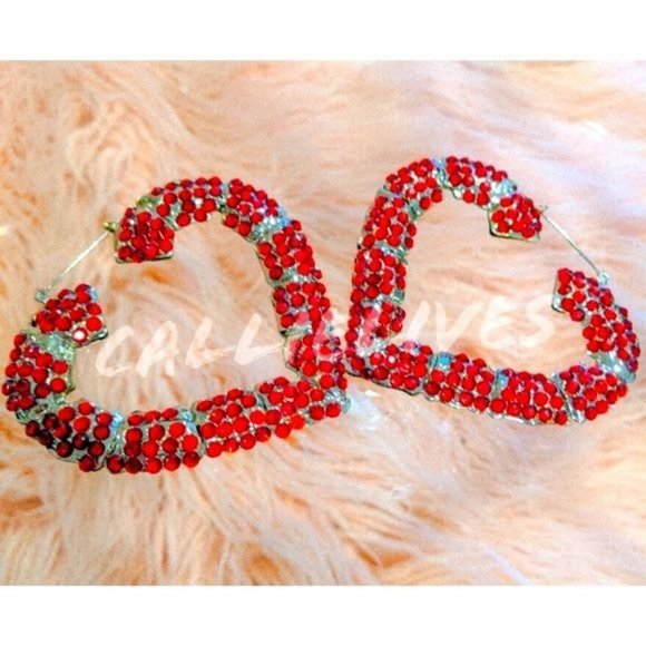 Callie Lives Jewelry - Callie Red: Bamboo Hearts: Bling 90s Style Earring